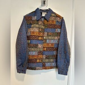 VTG 90s Coldwater Creek Sz:M Tapestry. Boho. Southwestern metallic bandana print